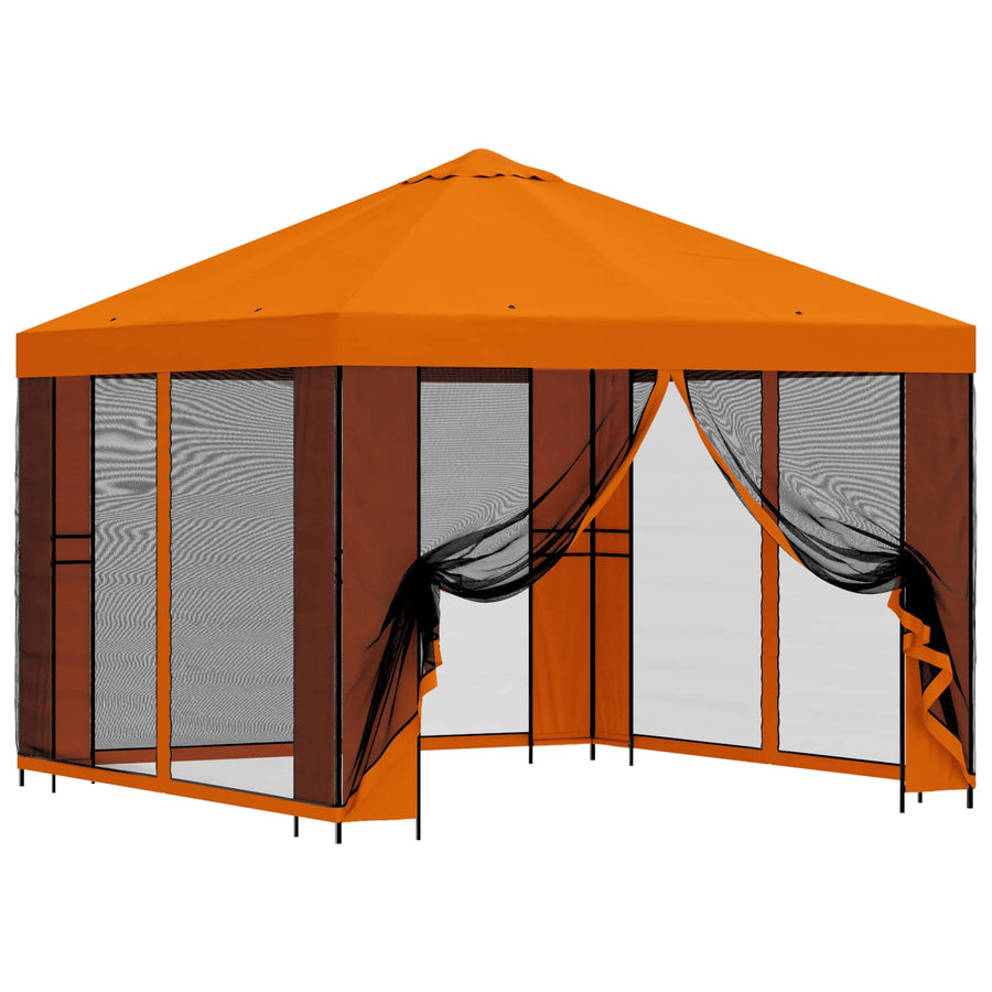 Tuin Gazebo met Zijwanden 3 x 3 m Oranje Polyester en staal 190