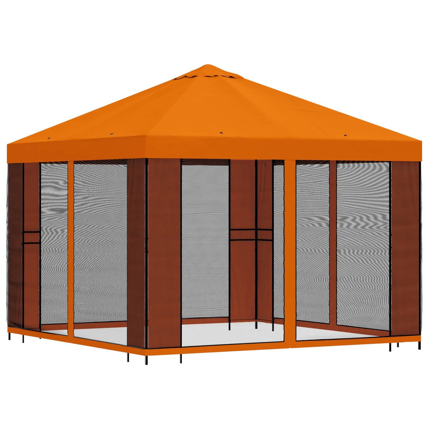 Tuin Gazebo met Zijwanden 3 x 3 m Oranje Polyester en staal 190