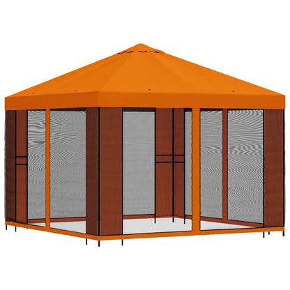 Tuin Gazebo met Zijwanden 3 x 3 m Oranje Polyester en staal 190