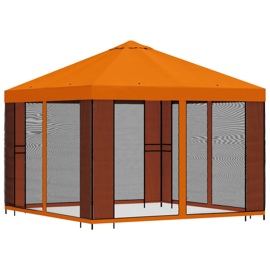 Tuin Gazebo met Zijwanden 3 x 3 m Oranje Polyester en staal 190