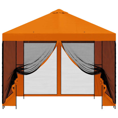 Tuin Gazebo met Zijwanden 3 x 3 m Oranje Polyester en staal 190