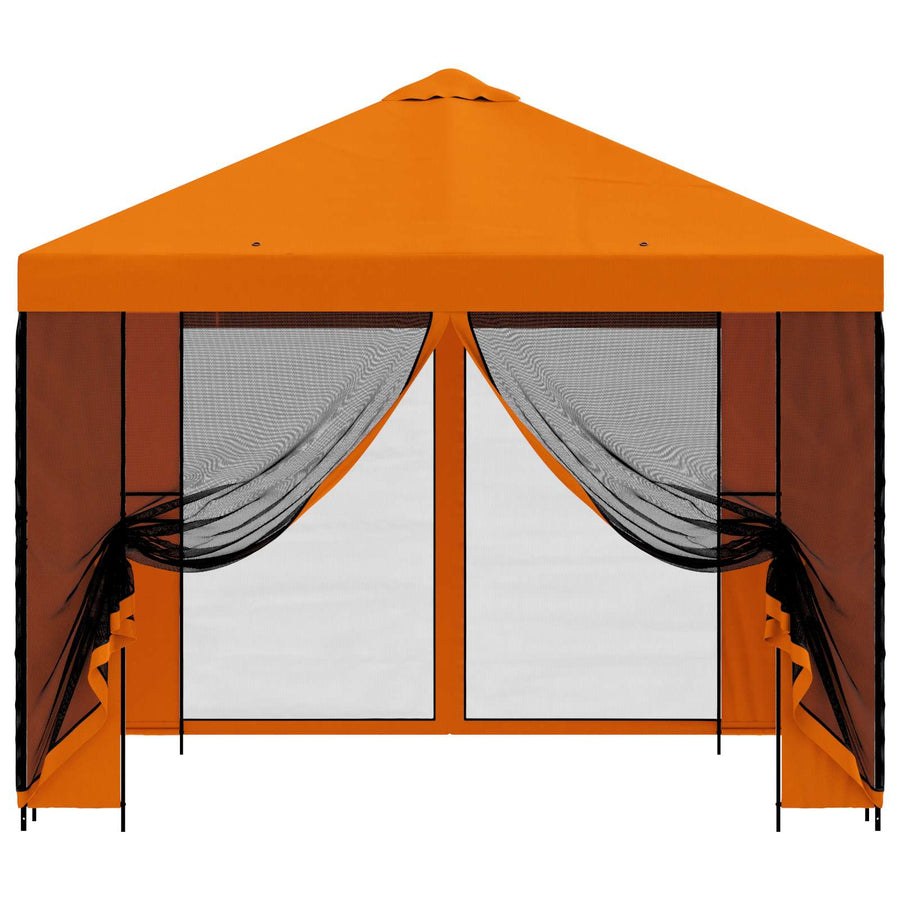 Tuin Gazebo met Zijwanden 3 x 3 m Oranje Polyester en staal 190