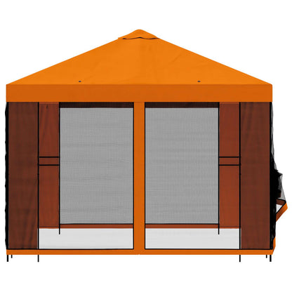 Tuin Gazebo met Zijwanden 3 x 3 m Oranje Polyester en staal 190