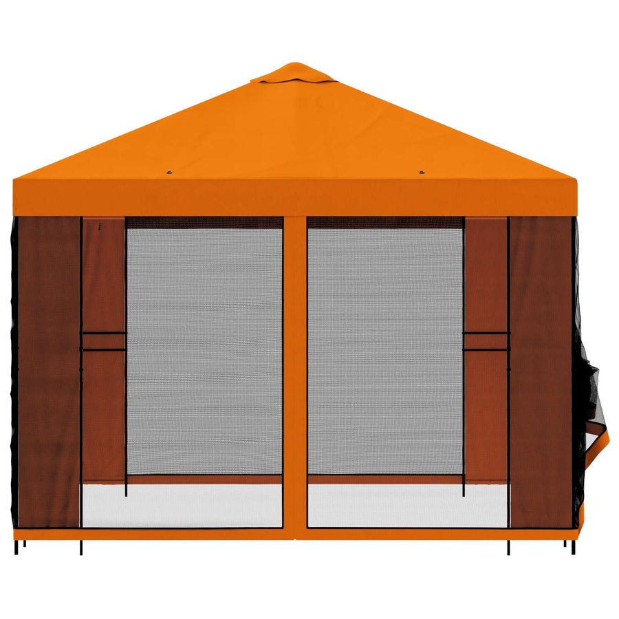 Tuin Gazebo met Zijwanden 3 x 3 m Oranje Polyester en staal 190