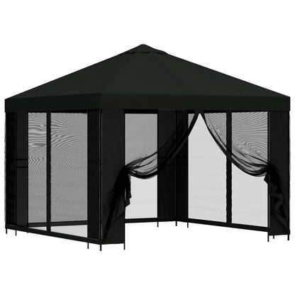 Tuin Gazebo met Zijwanden 3 x 3 m Zwart Polyester en staal 190