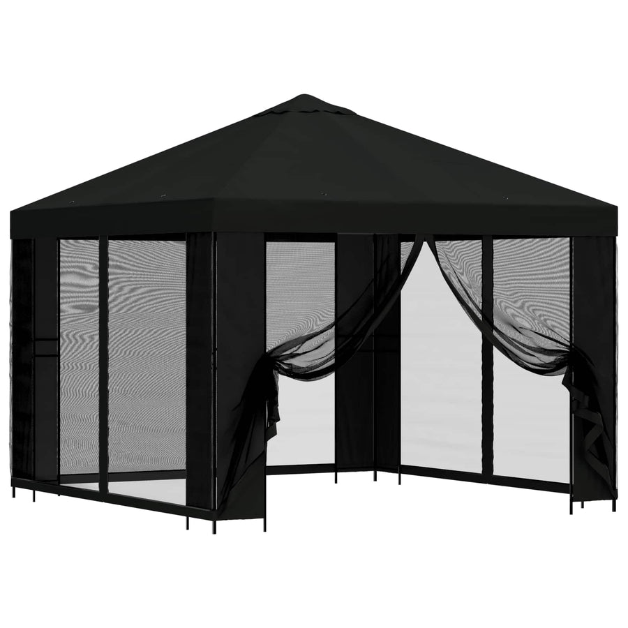 Tuin Gazebo met Zijwanden 3 x 3 m Zwart Polyester en staal 190