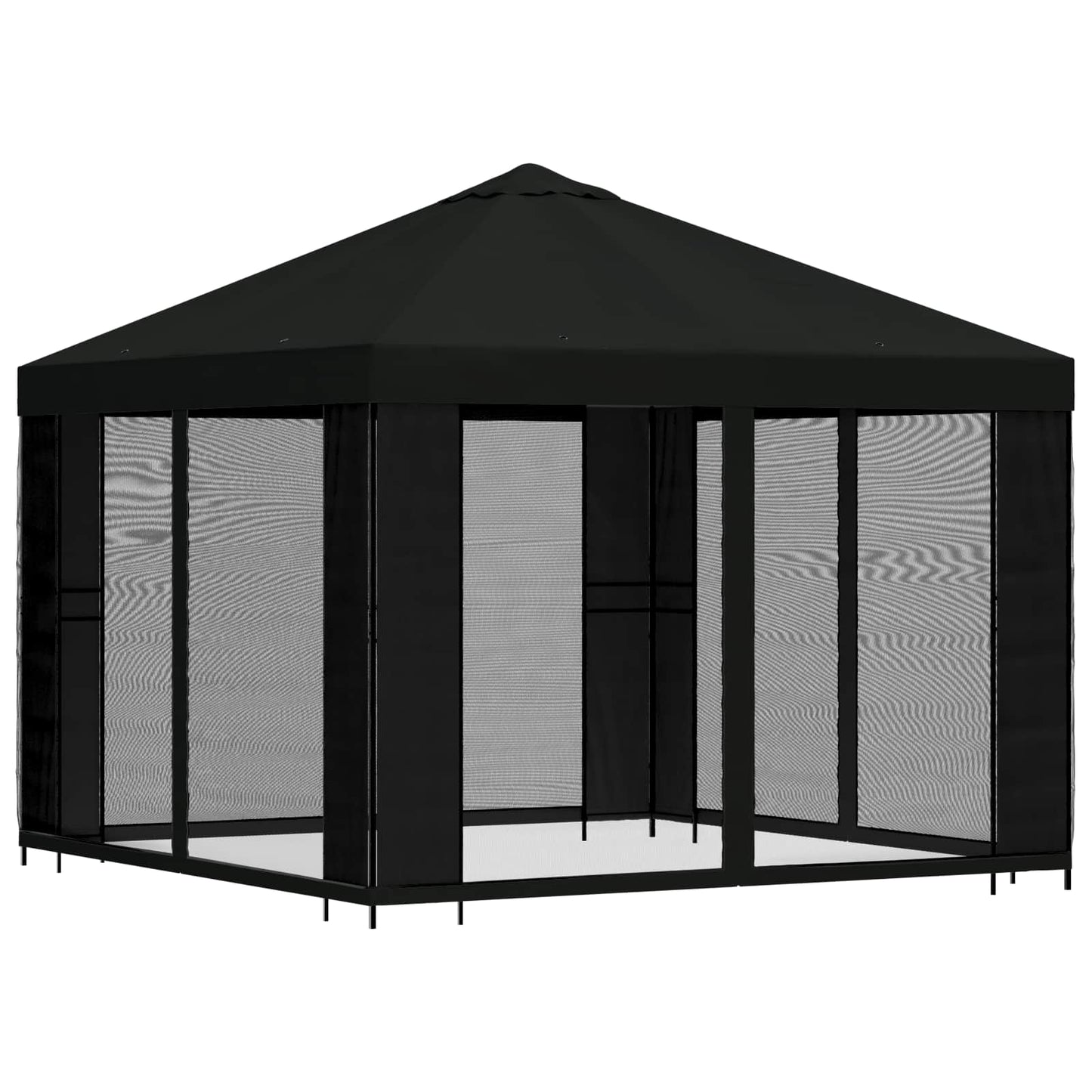 Tuin Gazebo met Zijwanden 3 x 3 m Zwart Polyester en staal 190