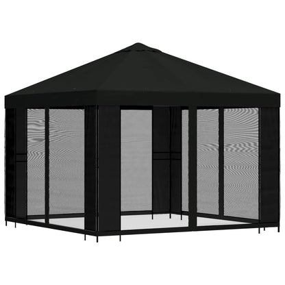 Tuin Gazebo met Zijwanden 3 x 3 m Zwart Polyester en staal 190