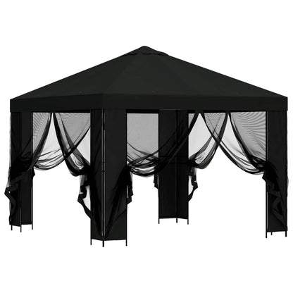 Tuin Gazebo met Zijwanden 3 x 3 m Zwart Polyester en staal 190