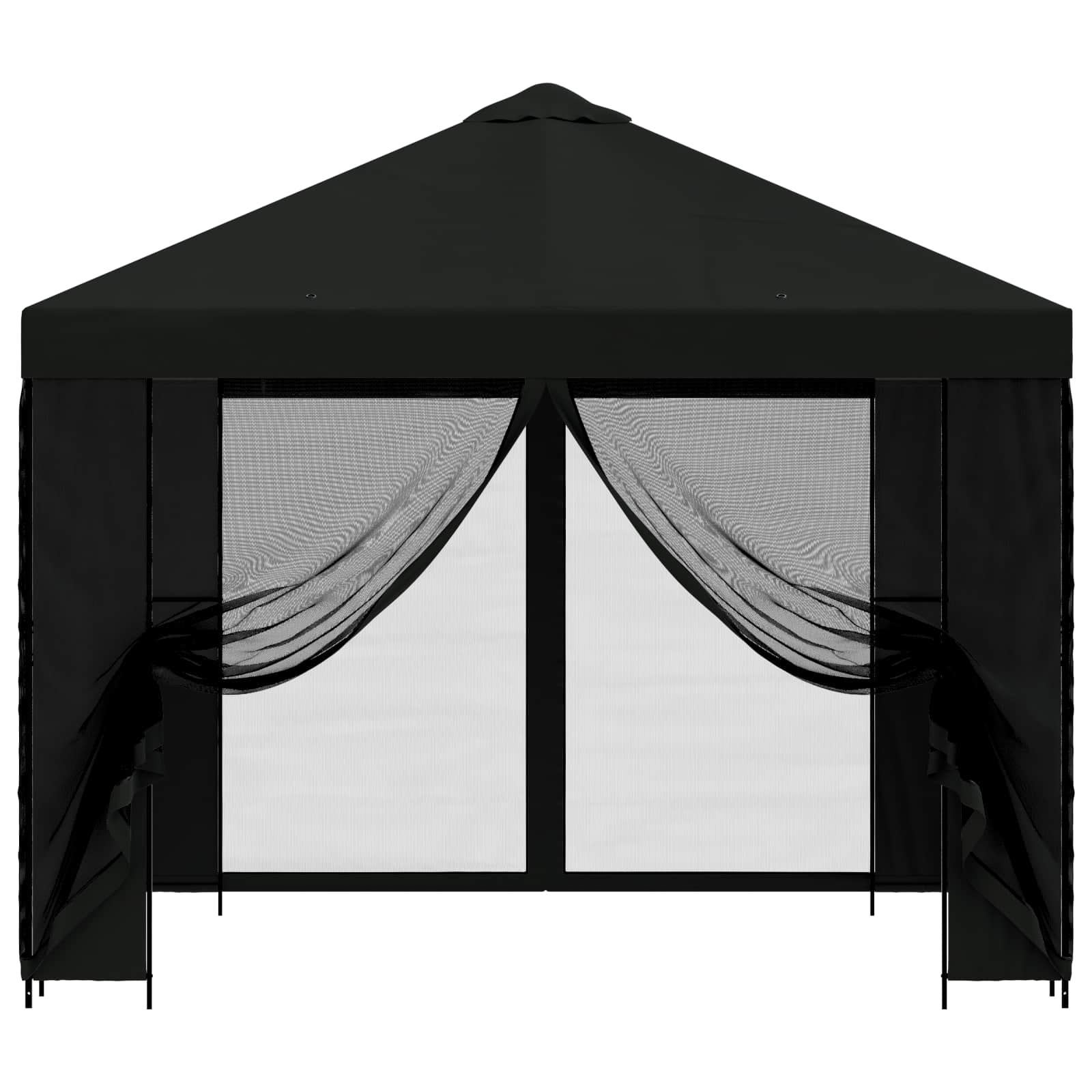 Tuin Gazebo met Zijwanden 3 x 3 m Zwart Polyester en staal 190