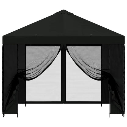 Tuin Gazebo met Zijwanden 3 x 3 m Zwart Polyester en staal 190