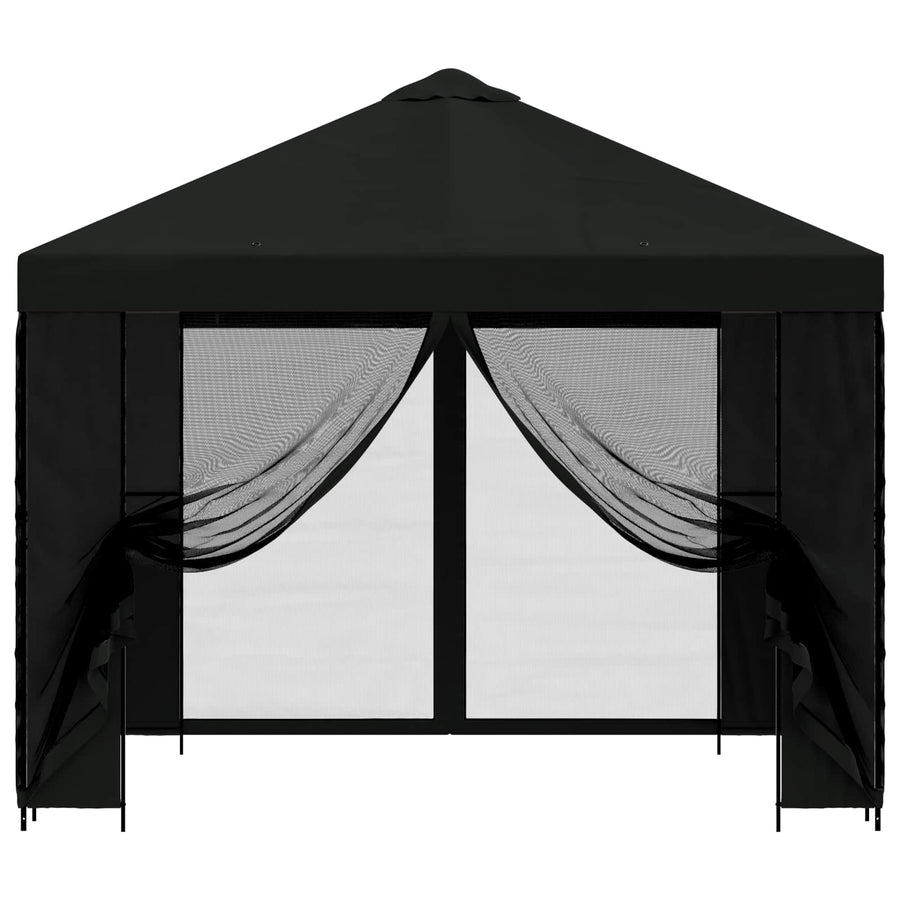 Tuin Gazebo met Zijwanden 3 x 3 m Zwart Polyester en staal 190