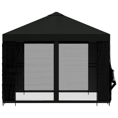 Tuin Gazebo met Zijwanden 3 x 3 m Zwart Polyester en staal 190