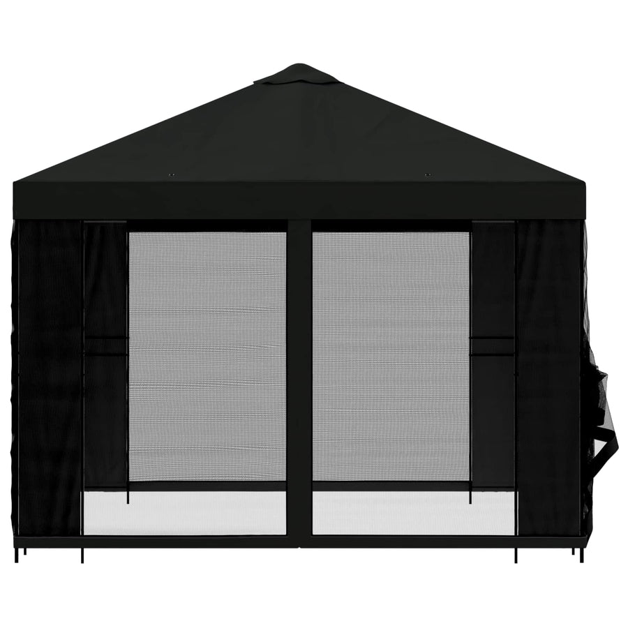 Tuin Gazebo met Zijwanden 3 x 3 m Zwart Polyester en staal 190