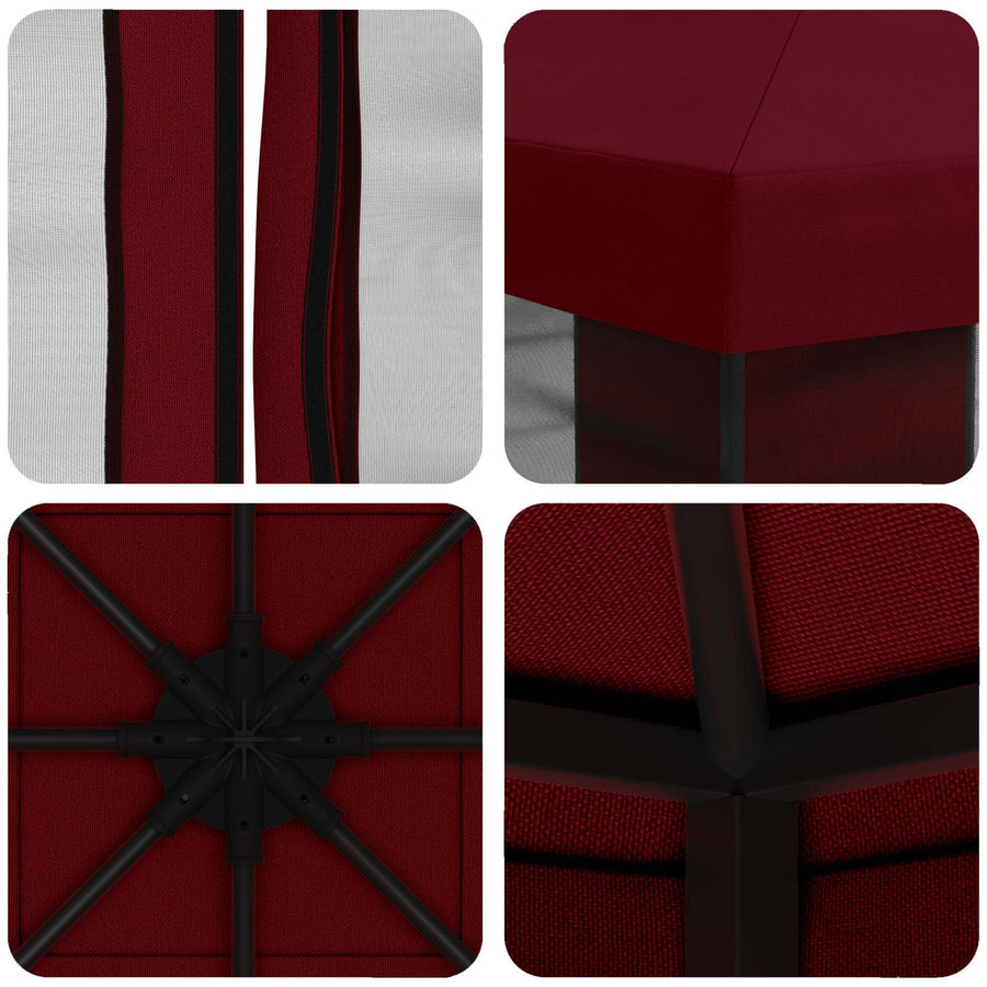 Tuin Gazebo met Zijwanden 3 x 3 m Bordeauxrood