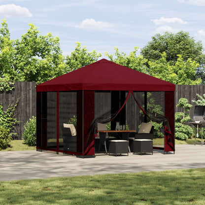 Tuin Gazebo met Zijwanden 3 x 3 m Bordeauxrood