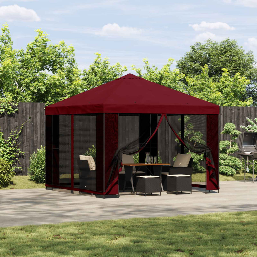 Tuin Gazebo met Zijwanden 3 x 3 m Bordeauxrood