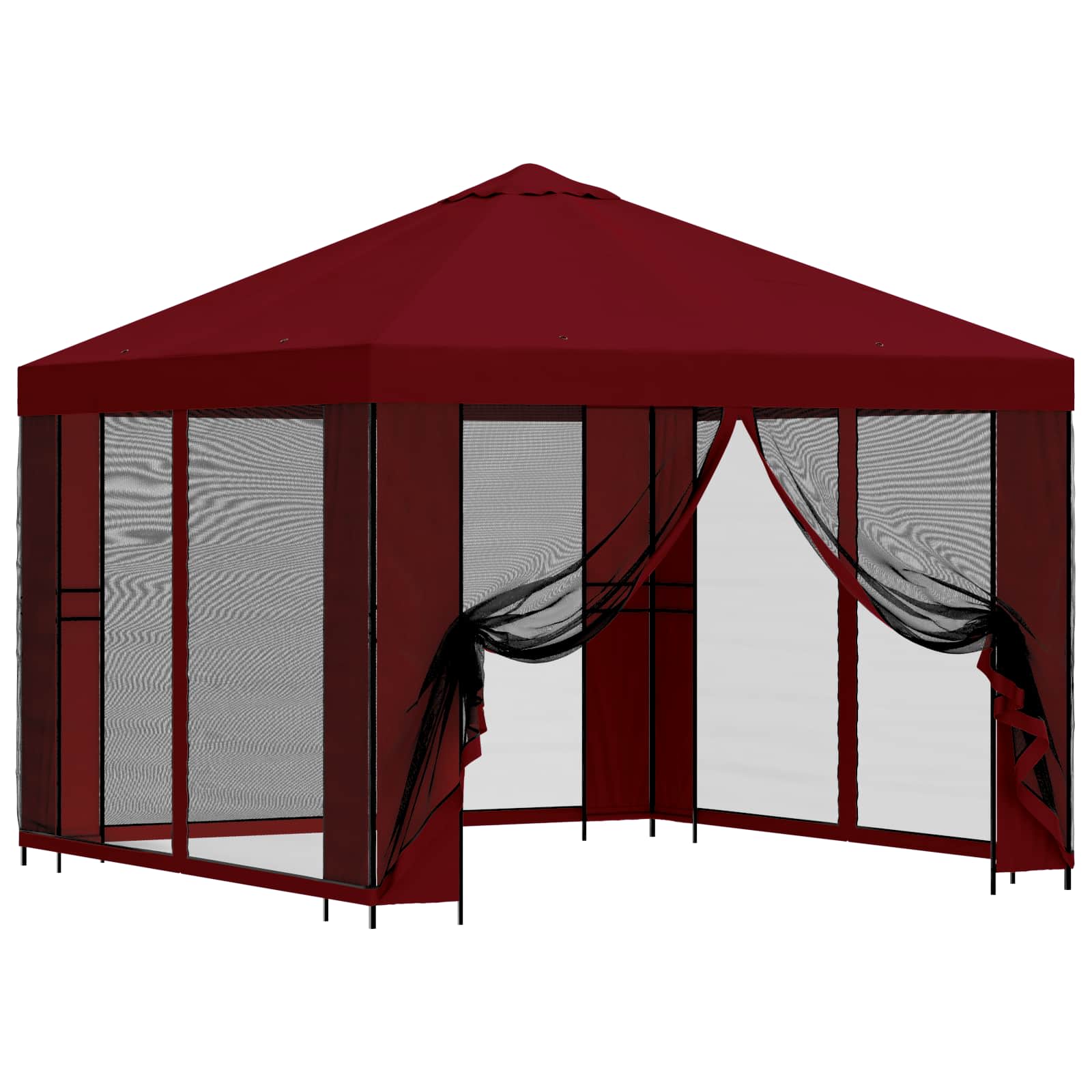 Tuin Gazebo met Zijwanden 3 x 3 m Bordeauxrood