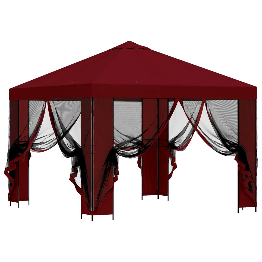 Tuin Gazebo met Zijwanden 3 x 3 m Bordeauxrood