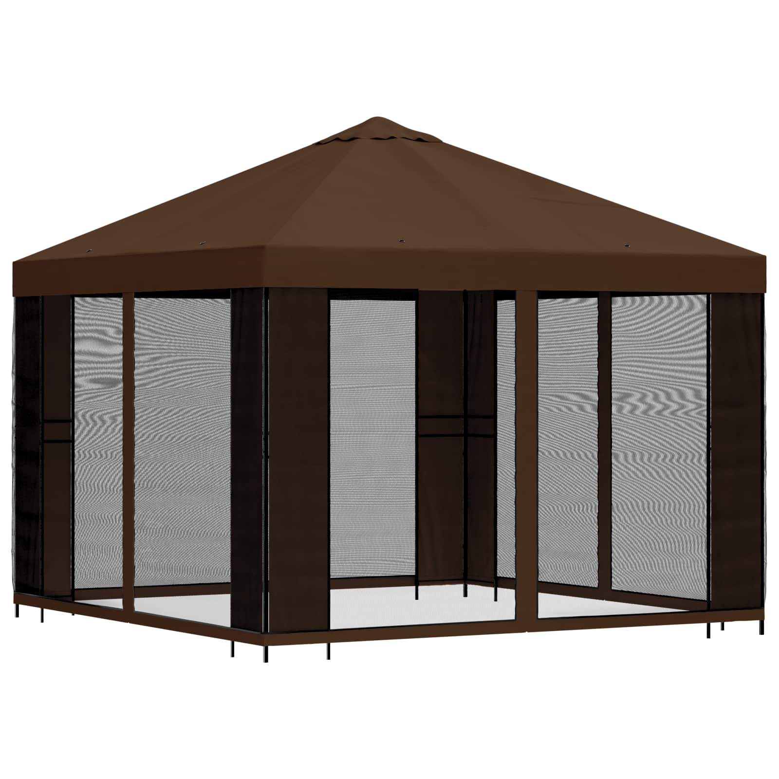 Tuin Gazebo met Zijwanden 3 x 3 m Bruin Polyester en staal 190