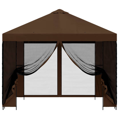 Tuin Gazebo met Zijwanden 3 x 3 m Bruin Polyester en staal 190
