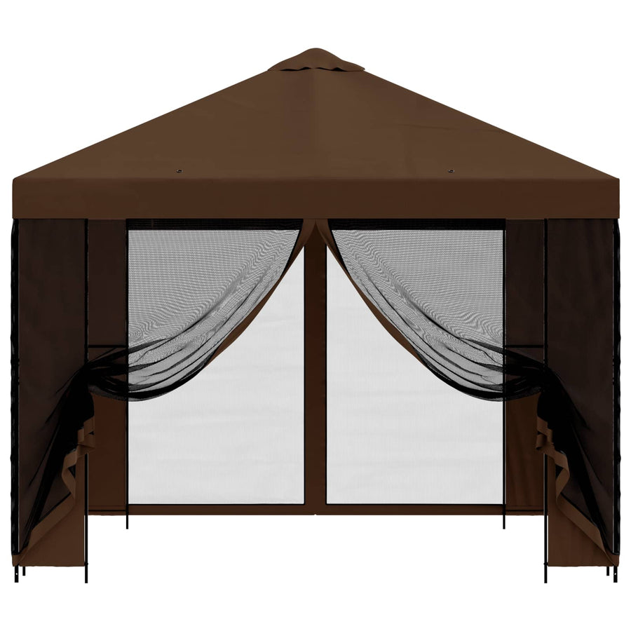 Tuin Gazebo met Zijwanden 3 x 3 m Bruin Polyester en staal 190