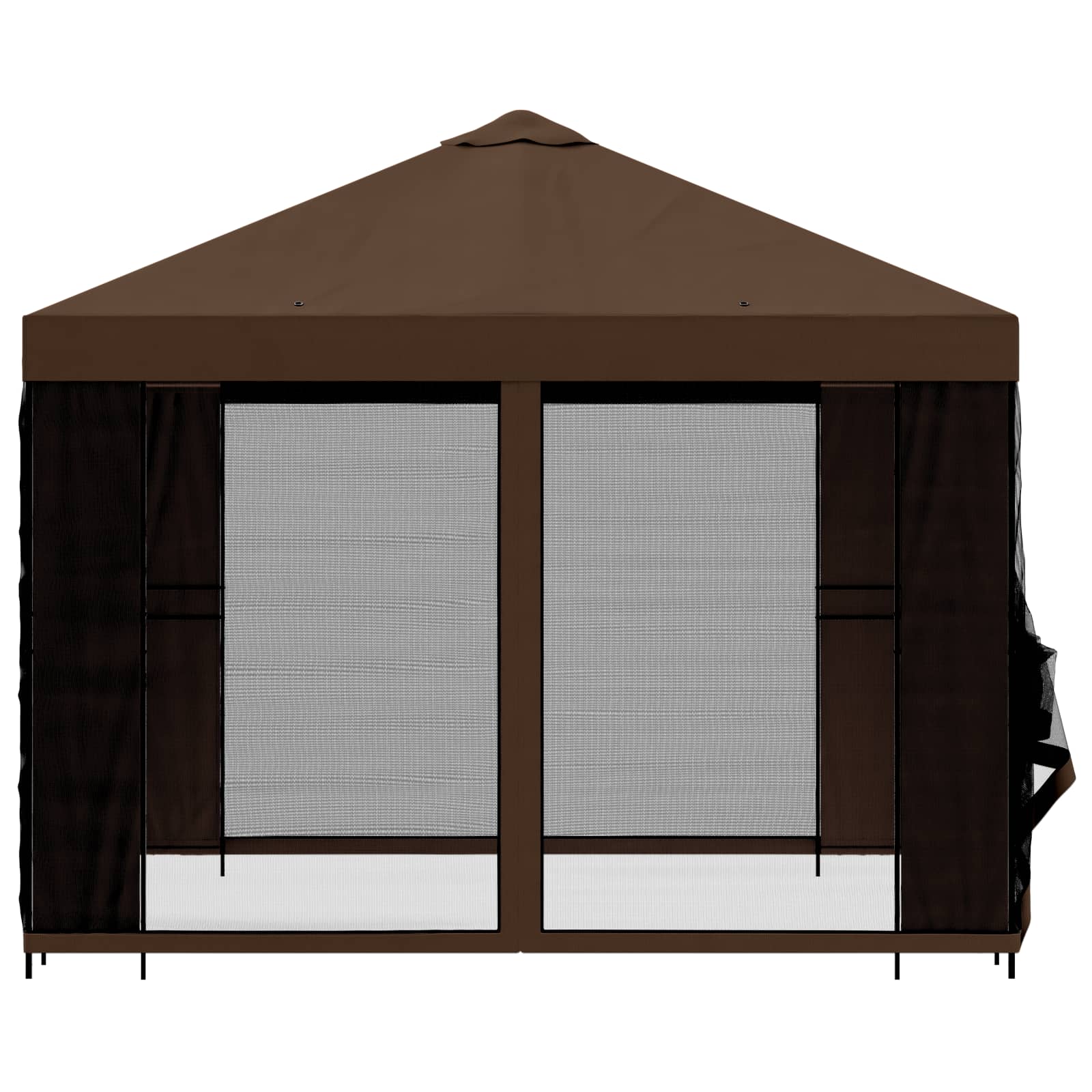 Tuin Gazebo met Zijwanden 3 x 3 m Bruin Polyester en staal 190
