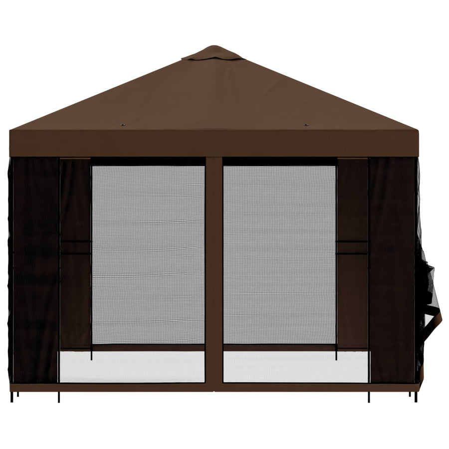 Tuin Gazebo met Zijwanden 3 x 3 m Bruin Polyester en staal 190