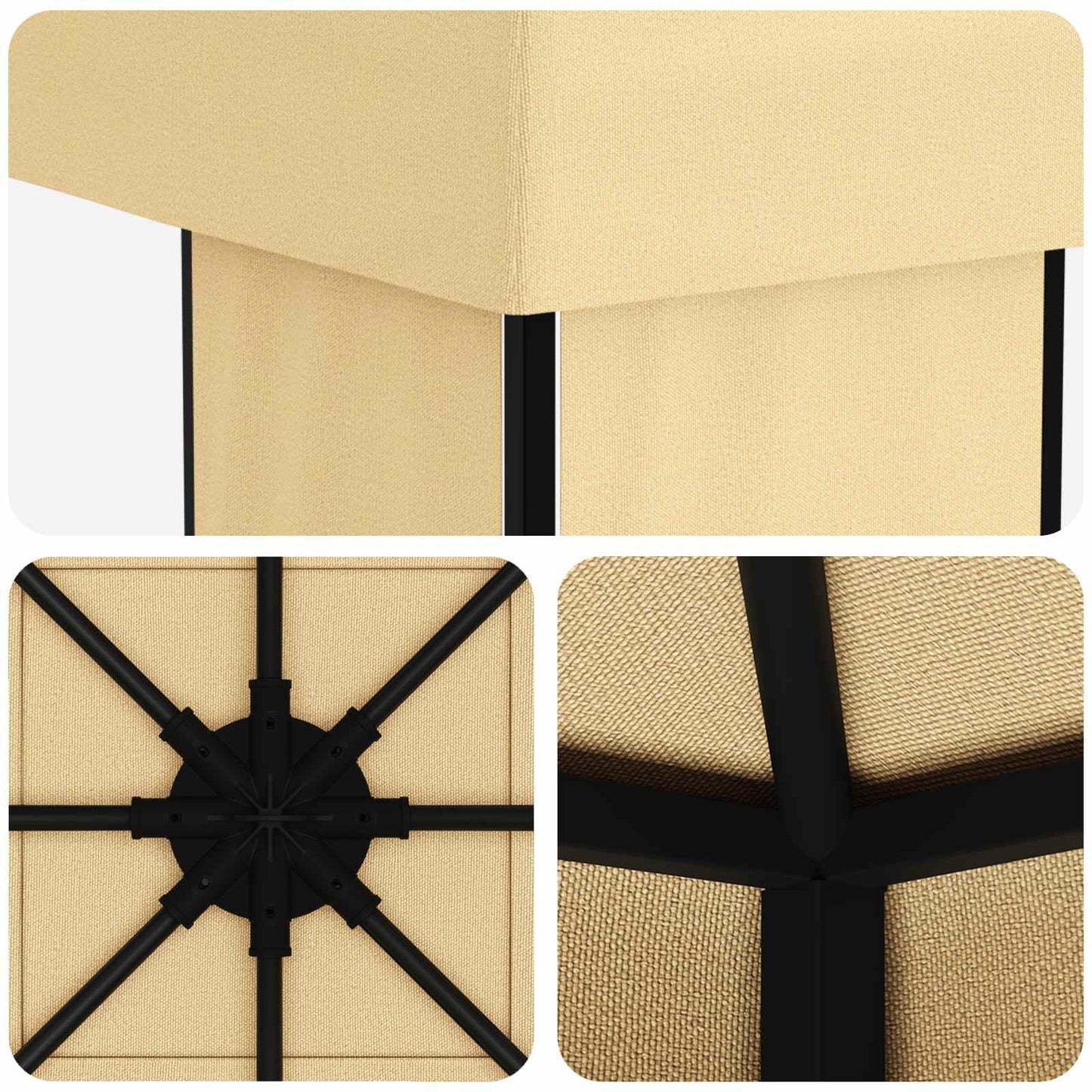 Prieel 4 × 3 m Crèmekleurig Polyester en staal 190