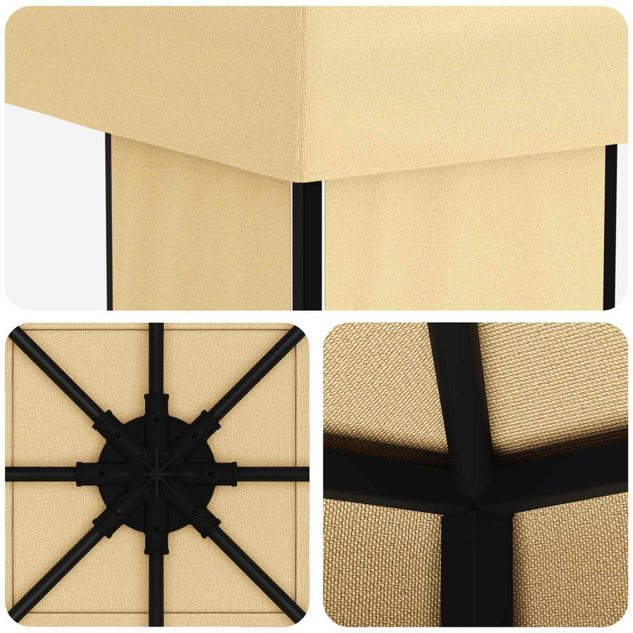 Prieel 4 × 3 m Crèmekleurig Polyester en staal 190