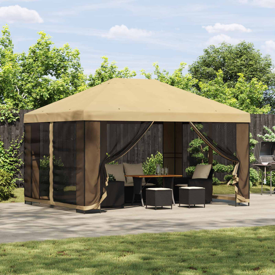 Prieel 4 × 3 m Crèmekleurig Polyester en staal 190