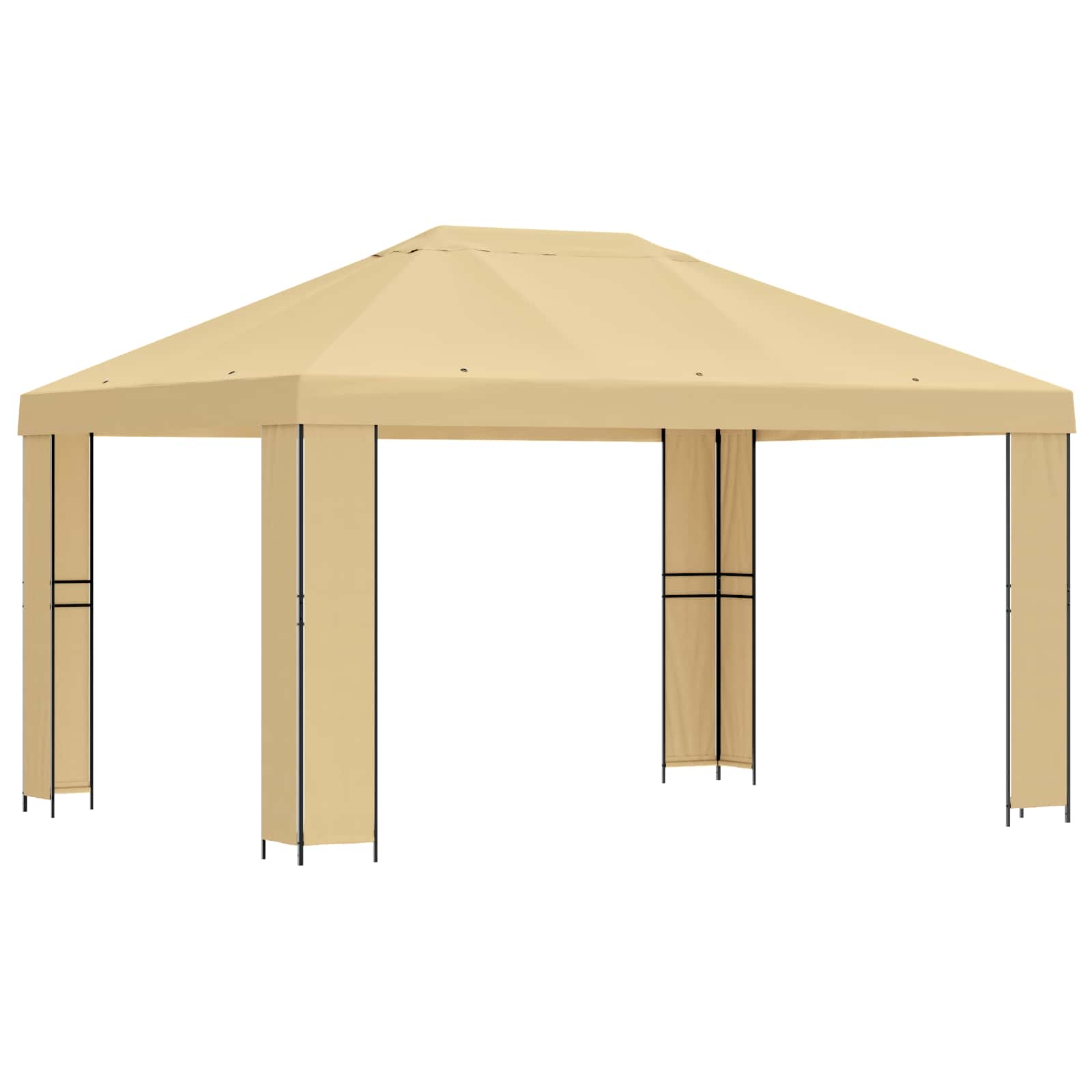 Prieel 4 × 3 m Crèmekleurig Polyester en staal 190