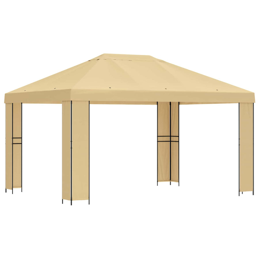Prieel 4 × 3 m Crèmekleurig Polyester en staal 190