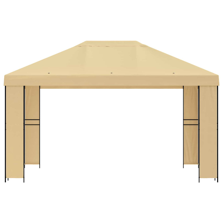 Prieel 4 × 3 m Crèmekleurig Polyester en staal 190