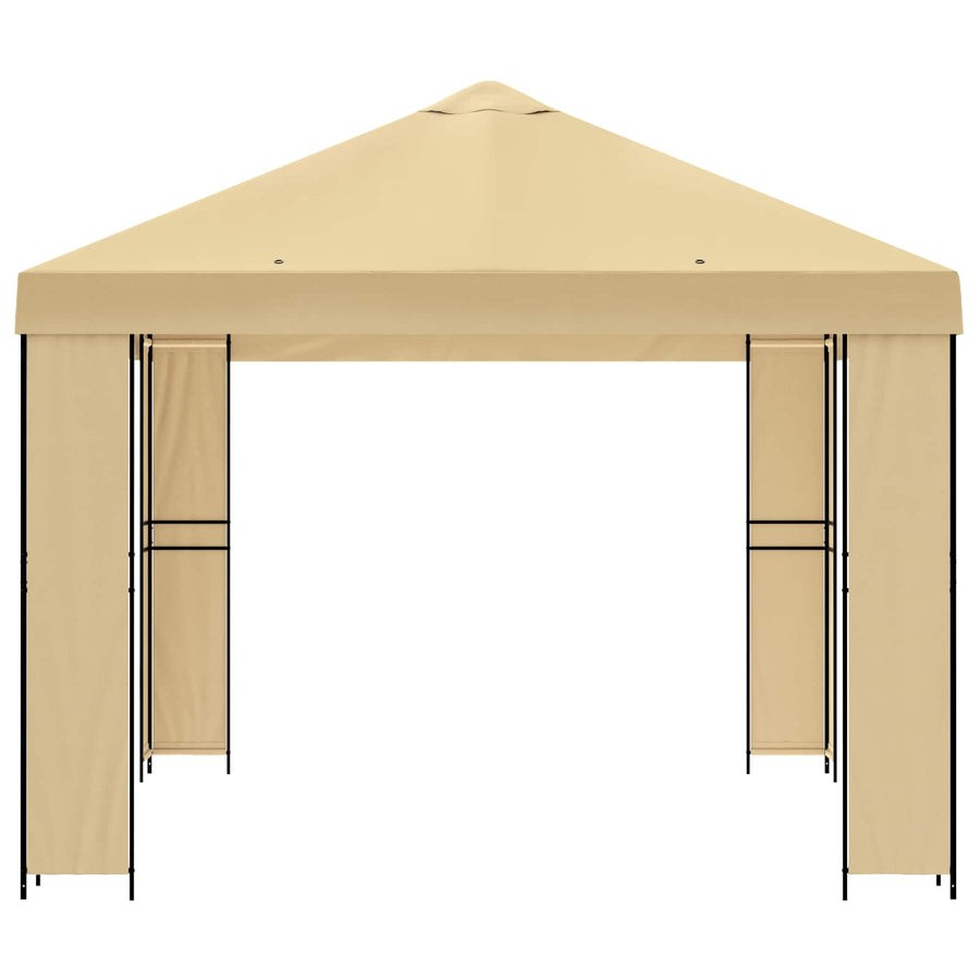 Prieel 4 × 3 m Crèmekleurig Polyester en staal 190