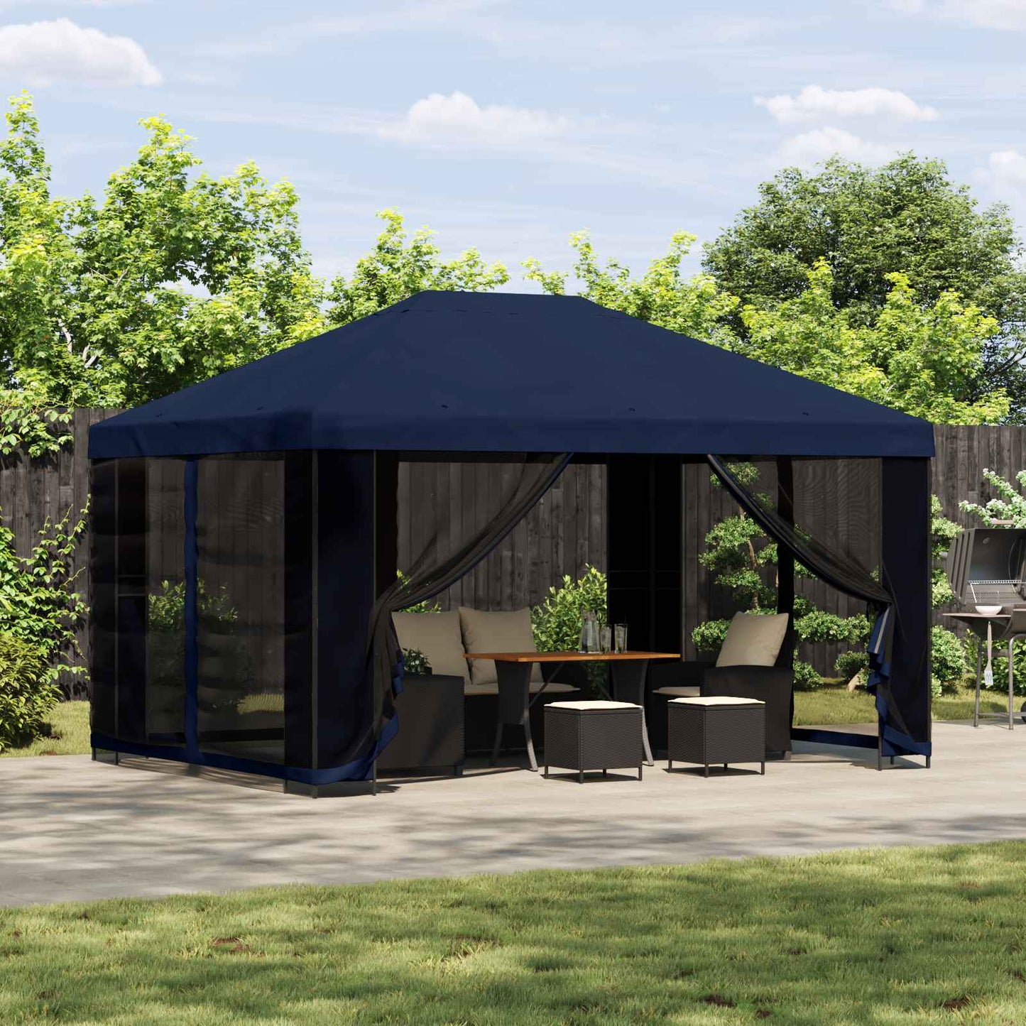 Prieel 4 × 3 m Blauw Polyester en staal 190