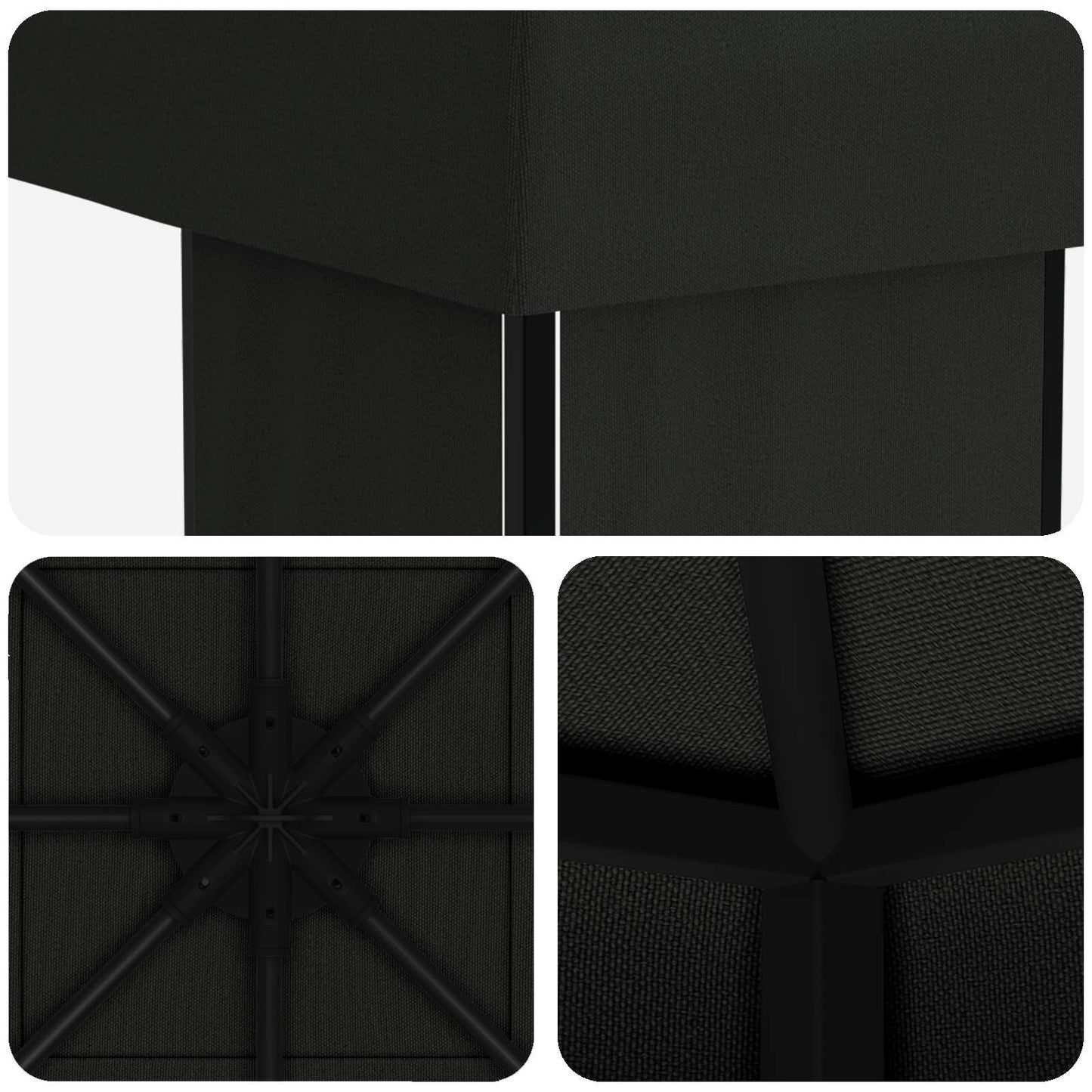 Prieel 4 × 3 m Zwart Polyester en staal 190