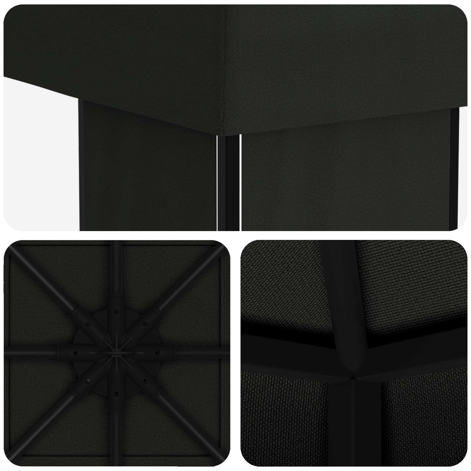 Prieel 4 × 3 m Zwart Polyester en staal 190