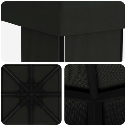 Prieel 4 × 3 m Zwart Polyester en staal 190