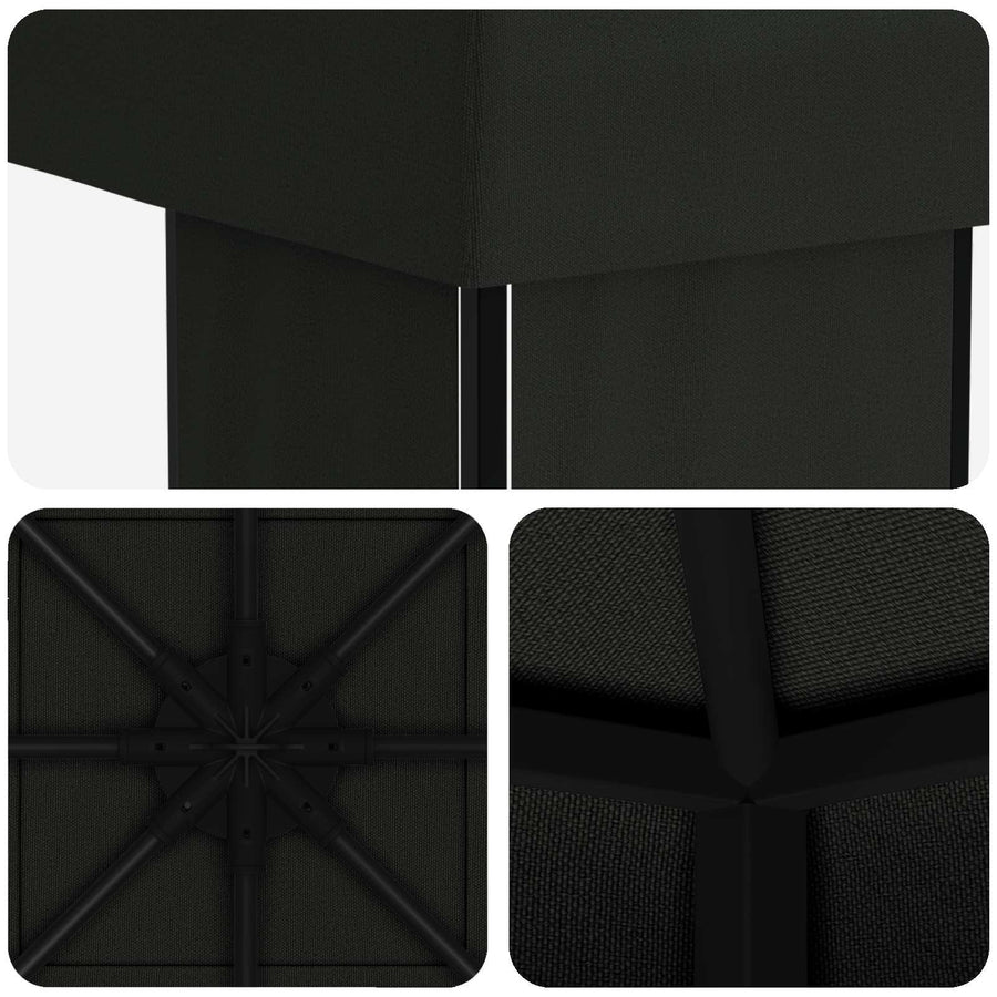 Prieel 4 × 3 m Zwart Polyester en staal 190