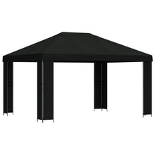Prieel 4 × 3 m Zwart Polyester en staal 190