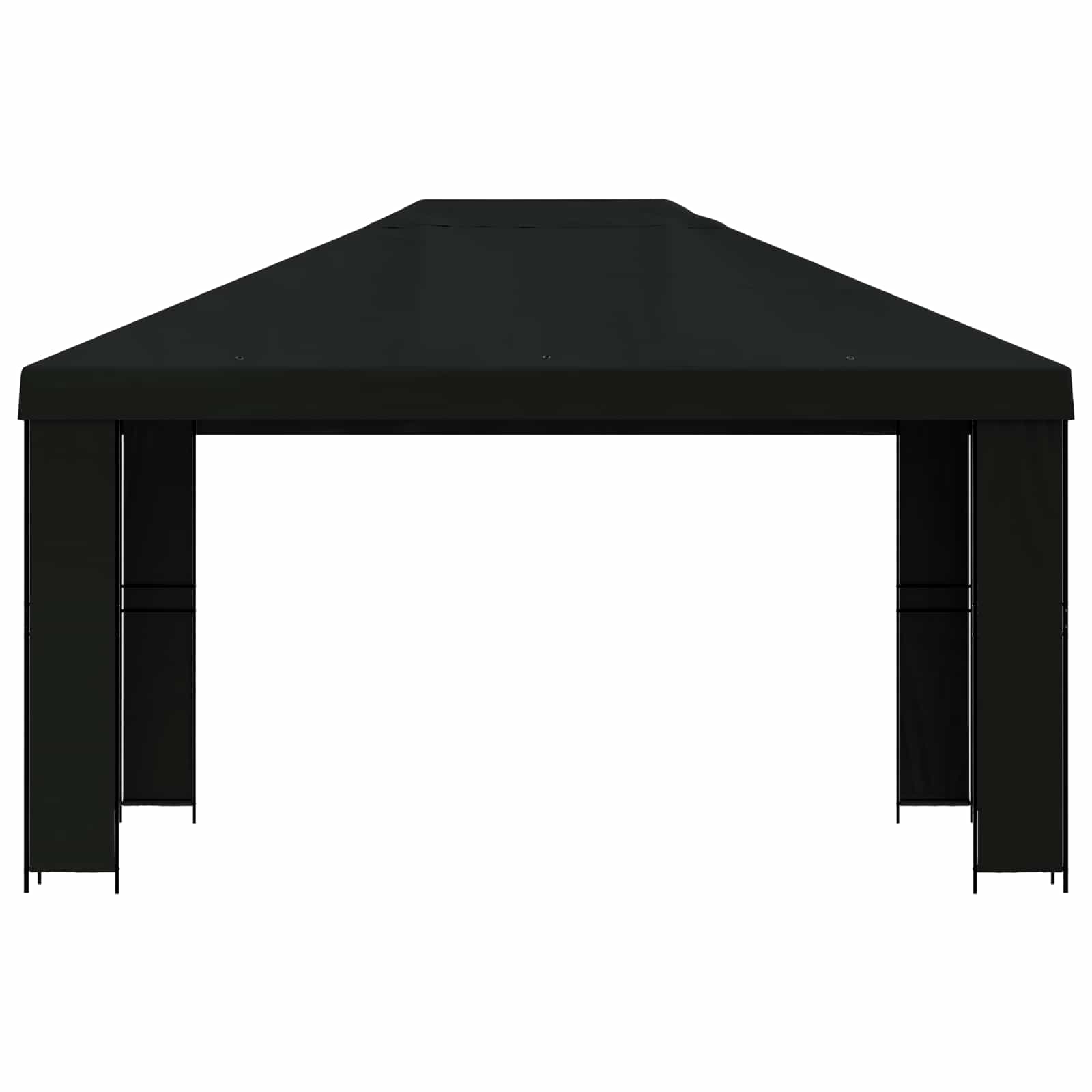 Prieel 4 × 3 m Zwart Polyester en staal 190