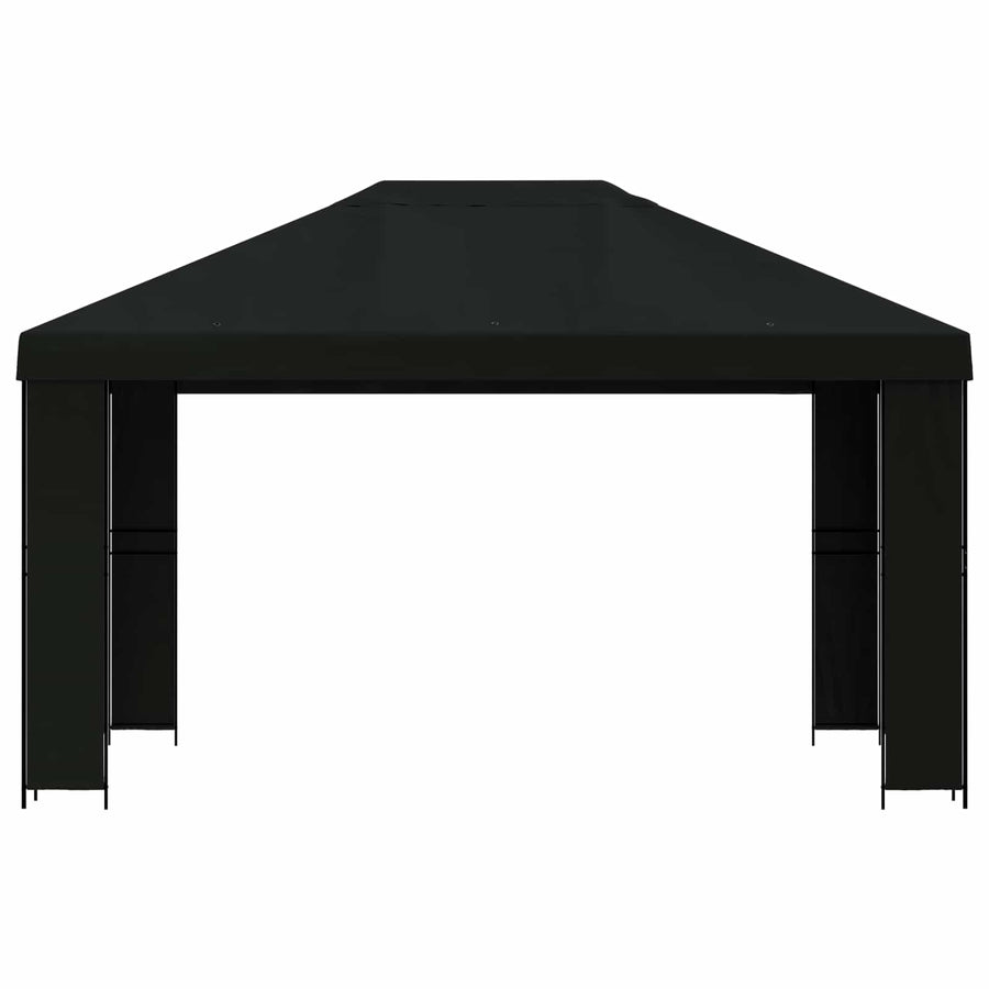 Prieel 4 × 3 m Zwart Polyester en staal 190