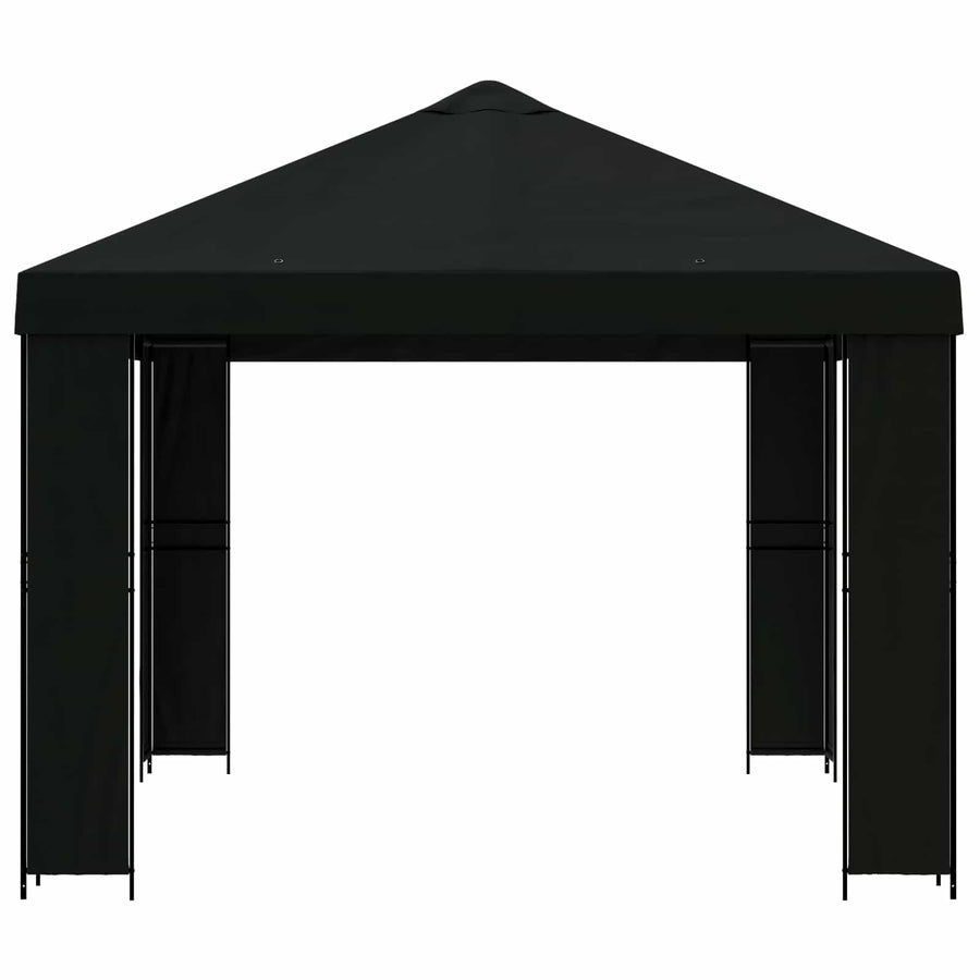 Prieel 4 × 3 m Zwart Polyester en staal 190