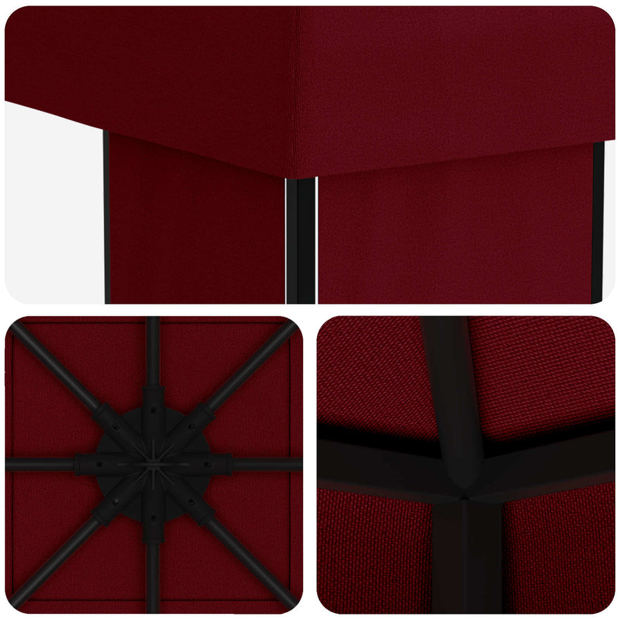 Prieel 4 × 3 m Bordeauxrood Polyester en staal 190