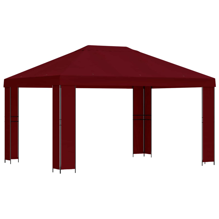 Prieel 4 × 3 m Bordeauxrood Polyester en staal 190