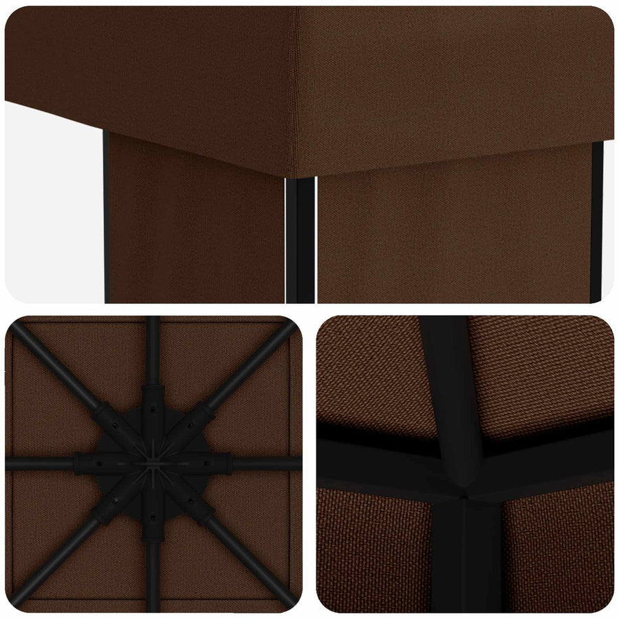 Prieel 4 × 3 m Bruin Polyester en staal 190