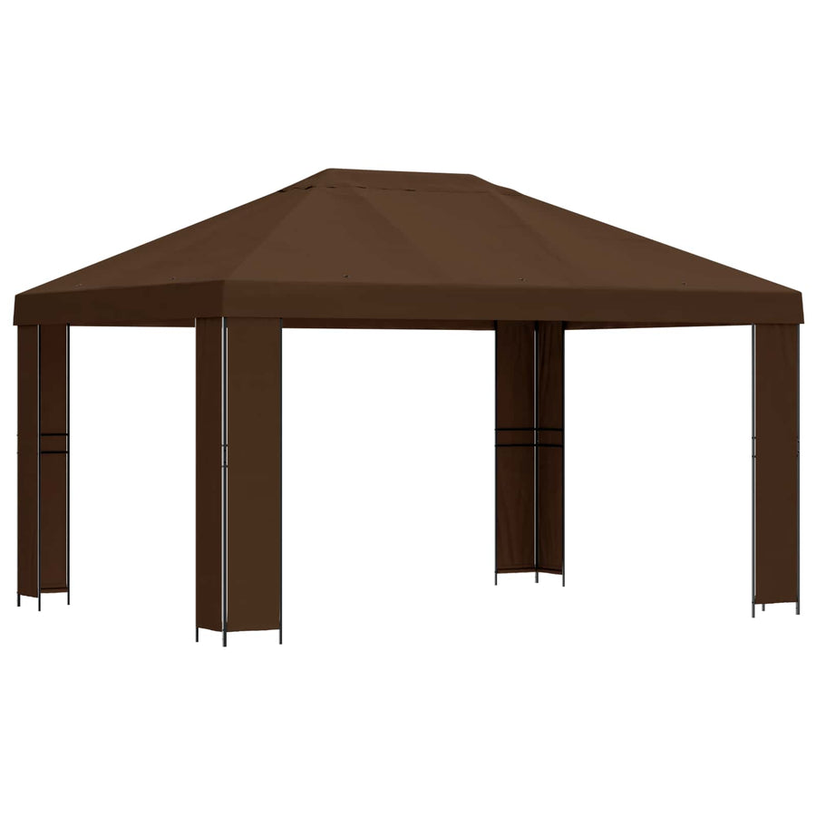 Prieel 4 × 3 m Bruin Polyester en staal 190
