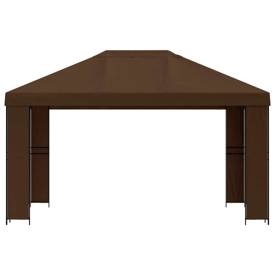 Prieel 4 × 3 m Bruin Polyester en staal 190