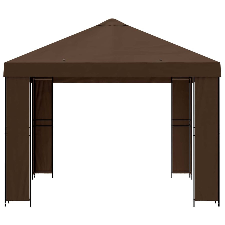Prieel 4 × 3 m Bruin Polyester en staal 190